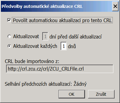 CRL Seznam odvolaných certifikátů tam kde se používají certifikáty by měl být pravidelně aktualizován seznam