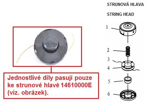 KRYT SEČENÍ 1 Krytka nože String blade cover 1 2 146000050 Šroub M5x10 Screw M5x10 2 3 14600000F Kryt sečení kompletní Safety guard assembly 1 4 Šroub ST4,2x16 Screw 4,2x16 2 5 146000051 Držák krytu