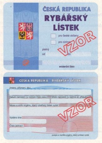 ODDÍL I Vzor rybářského lístku Obrázek - Vzor ODDÍL II Vzor osvědčení o získané kvalifikaci pro vydání prvního rybářského lístku (Název pořadatele, jeho sídlo, adresa a IČ) Pověření Ministerstva