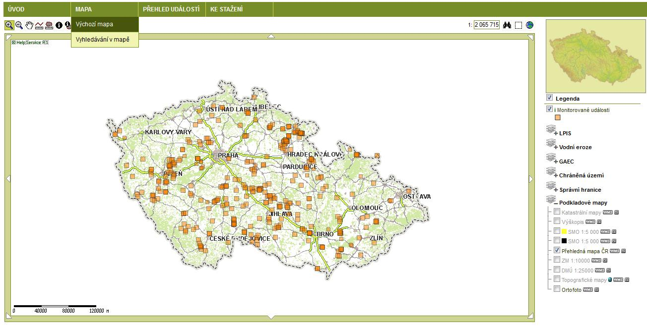 2. Mapová část Výchozí mapa na webovém