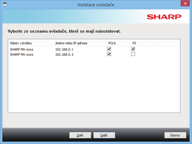 Obsah Windows / Zvolte software, který chcete nainstalovat Instalace ovladače tiskárny / Ovladače PC-Fax (běžný postup) Standardní instalace / Pokročilá instalace 1 Klikněte na tlačítko [Standardní