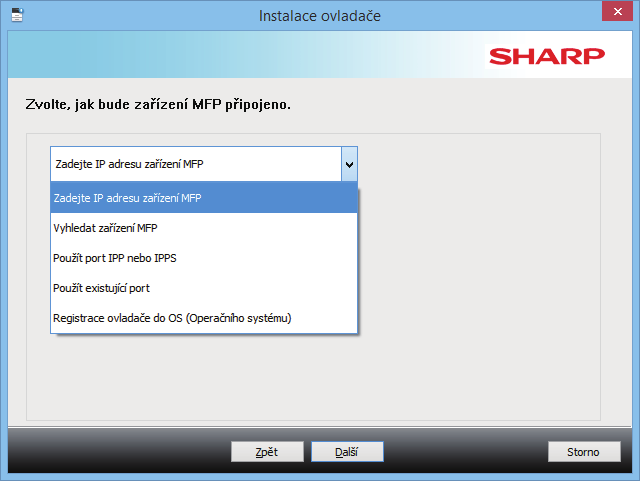 Obsah Windows / Zvolte software, který chcete nainstalovat Instalace ovladače tiskárny / Ovladače PC-Fax (běžný postup) Uživatelská instalace Vlastní instalace se používá k provedení podrobné