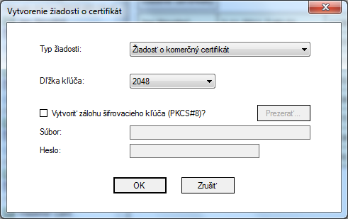 Obr. 16 Kontextové menu pre osobné certifikáty 7.2 Kontextové menu pre zložku Osobné certifikáty 7.2.1 Vytvoriť žiadosť o certifikát Umoţňuje vytvoriť ţiadosť o certifikát.
