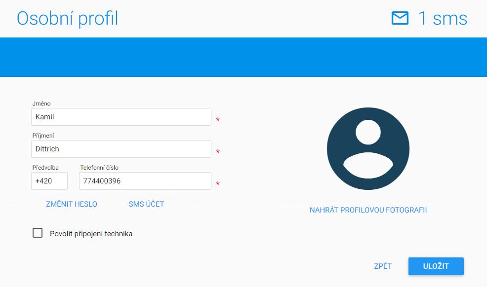 5.4.1.1 Správa uživatelského profilu V uživatelském profilu máte možnost změny Vašich osobních údajů.