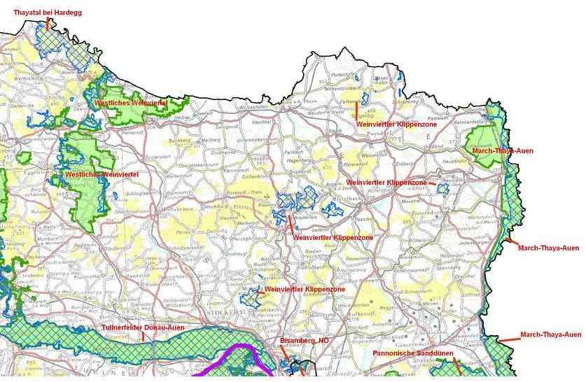 Tabulka 4: Rakousko seznam EVL a PO navazujících na hranice Jihomoravského kraje Název Typ Kód lokality Rozloha March-Thaya-Auen PO AT1202V00 14833,00 March-Thaya-Auen EVL AT1202000 8975,00