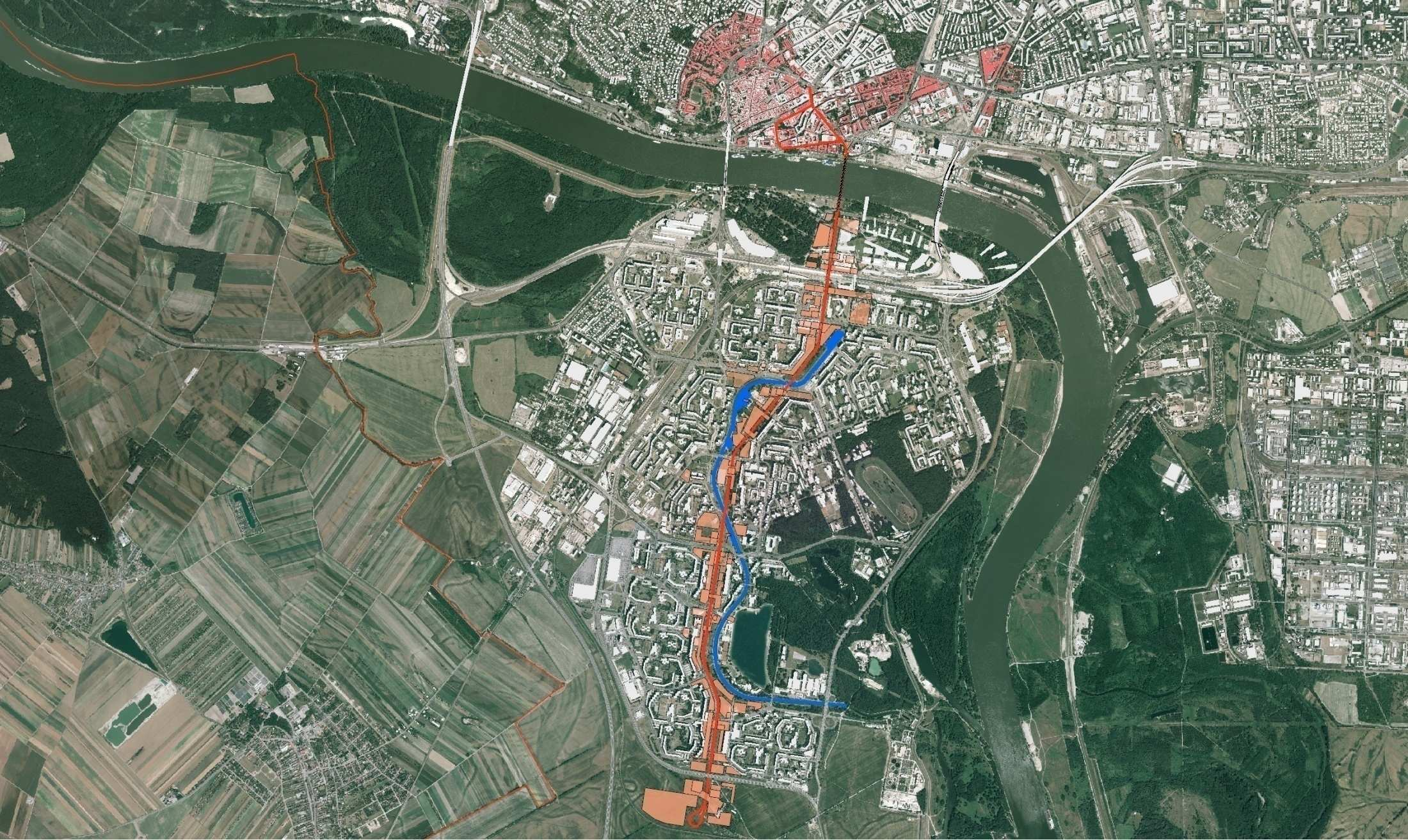 Jantárová cesta: Mestská trieda 1. Stredový priestor Petržalky 2. Mestská komunikácie ktorá spája a nie je bariérou 3.
