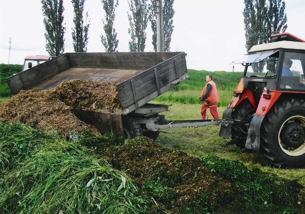 Příloha VII. Obr. 30 Poloprovozní zakládky - návoz surovin (Opava). Obr. 31: Poloprovozní zakládky - dřevní štěpka (Opava).