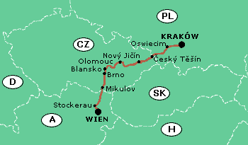 Moravská a Jantarová stezka Příloha 7 Průběh trasy Moravské a Jantarové stezky je uveden v tabulce. Tab.