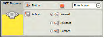 87 1. 2. Obrázek 6-38 Konfigurační panel bloku Buttons 1. Volba testovaného tlačítka Enter button, Left button a Right button. 2. Volba testovaného režimu tlačítka.