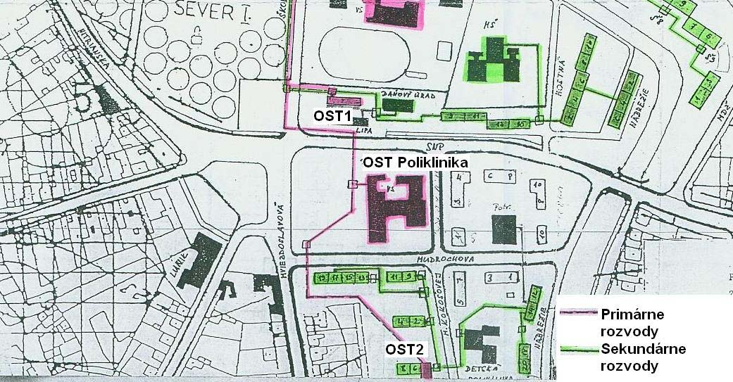 Obr. 1: Situácia tepelného hospodárstva v meste Šurany Centrálny zdroj tepla Kotolňa sa nachádza v západnej časti mesta Šurany v blízkosti hlavnej cestnej komunikácie (Nitrianska ulica č.