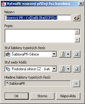 4.3. Koridor 4.3.1. Tvorba koridoru Po vytvoření trasy a jejího podélného profilu již lze přistoupit ke tvorbě vlastního koridoru komunikace. Koridor je závislý na vzorové šabloně příčného uspořádání.