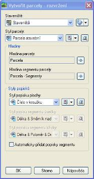 5.2.2. Úpravy parcel Takto vytvořenou parcelu lze dělit pomocí následujících postupů. V nabídce Parcely vybereme příkaz Vytvořit podle rozvržení.