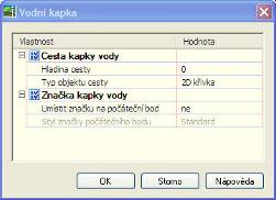 V okně pro stanovení odtoku zvolíme hladinu, do které bude odtok vody zaznamenáván, typ objektu, použití značky.