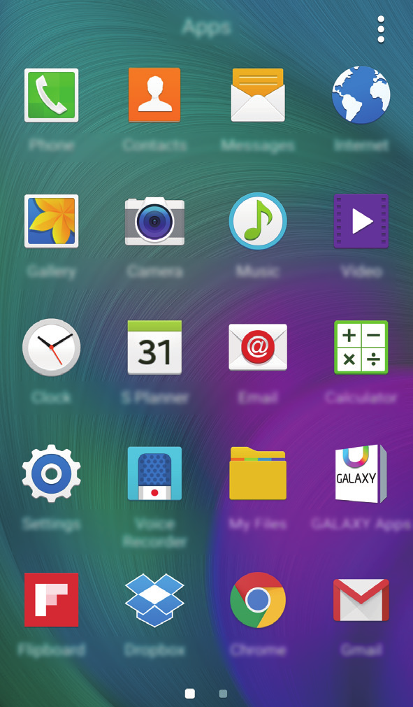 Základy Obrazovka Aplikace Na obrazovce Aplikace jsou zobrazeny ikony všech aplikací, včetně nově nainstalovaných aplikací. Na domovské obrazovce klepněte na položku Aplik.