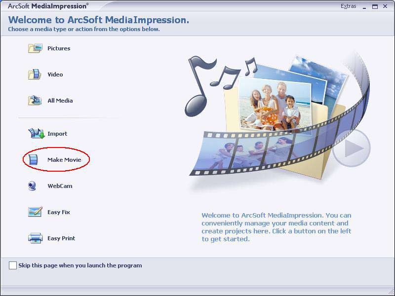 Část 8 Vypálení pořízeného klipu na DVD Přibalené CD se softwarem obsahuje aplikaci Arcsoft MediaImpression, která umožňuje vypálení videa na DVD.