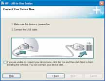 www.hp.com/support Sorun: (Yalnızca Windows) USB kablosunu bağlamanızı isteyen ekran komutunu görmediniz. Çözüm: Tüm ekranları iptal edin. Yeşil HP All-in-One CD sini çıkarın ve yeniden takın.