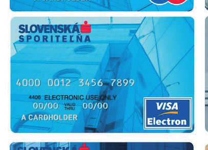 5) Platobné karty a) Elektronické platobné karty TYP KARTY VISA Electron EURO 26 VISA Maestro s čipom Electron Platnosť karty 3 roky 1 rok 3 roky Vydanie a používanie Platobnej karty 15 / ročne 25 15