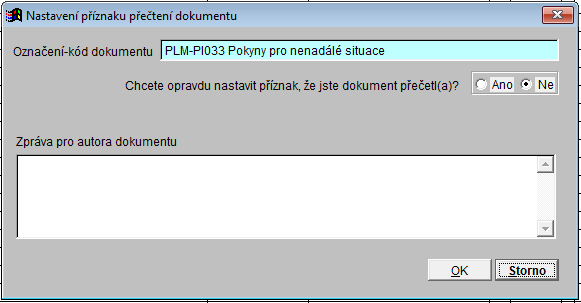 3/2013 při signování přečtení dokumentu i reakcích na požadavek k dokumentu lze