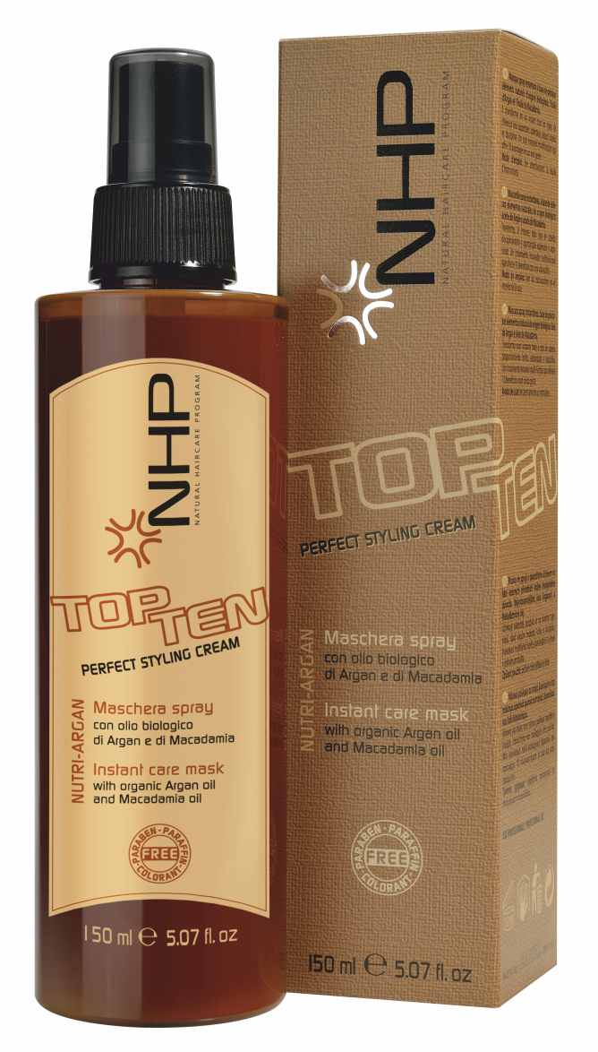 NHP NUTRI ARGAN - NATURAL HAIRCARE PROGRAM NHP NUTRI ARGAN - NATURAL HAIRCARE PROGRAM NHP NUTRI ARGAN TOP TEN TOP TEN MASKA VE SPREJI BEZ OPLACHOVÁNÍ PARAFÍNU,, BARVIV Maska ve spreji s okamžitým