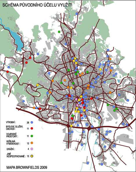 Brownfields v Brně Na území města Brna 128 lokalit brownfields o rozloze přibližně 378 ha.