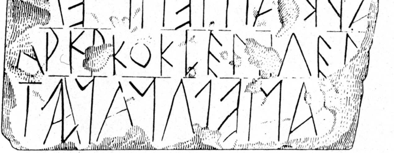 5. ZÁPADOŘECKÉ DIALEKTY V ŠIRŠÍM SLOVA SMYSLU 153 116. CRE Datace a lokalita: V. stol. př. Kr., Praisos Popis: neřecký eteokrétský nápis (7. 10. ř.) Bibliografie: Bartoněk 1993b, p. 17nn.