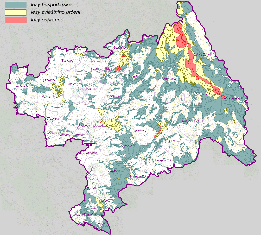 ÚAP ORP RYCHNOV NAD KNĚŽNOU aktualizace 2016 20 Struktura lesů v ORP : analýza SWOT : + vysoká kvalita zemědělské půdy příznivé podmínky pro zemědělské obhospodařování půd vysoký podíl lesních ploch