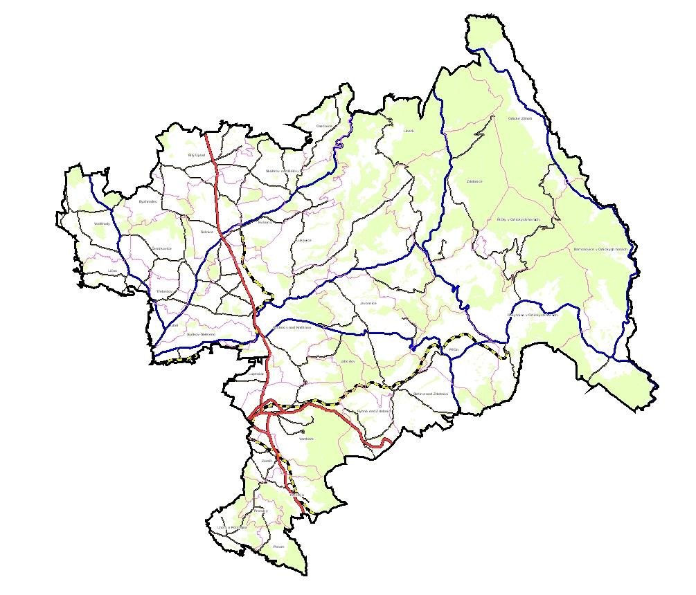 ÚAP ORP RYCHNOV NAD KNĚŽNOU aktualizace 2016 22 Dopravní síť na území ORP : Vodohospodářská infrastruktura v ORP : V rámci vodohospodářské infrastruktury je napojení obcí v území ORP dobré.