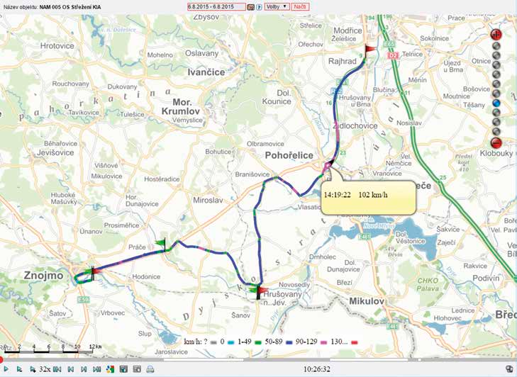 AKTUÁLNÍ POLOHY VOZIDLA JÍZDA VOZIDLA Na jedné obrazovce webového portálu ONI system si okamžitě uděláte přehled o vozovém parku.