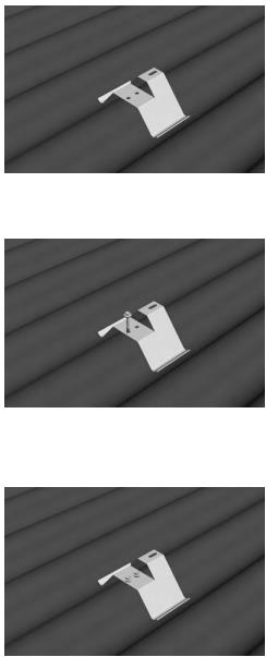 Montáž střešního háku na vlnitý profil Šrouby ze sady pro vlnitý profil jsou určeny pro střechy s dřevěnou spodní konstrukcí.