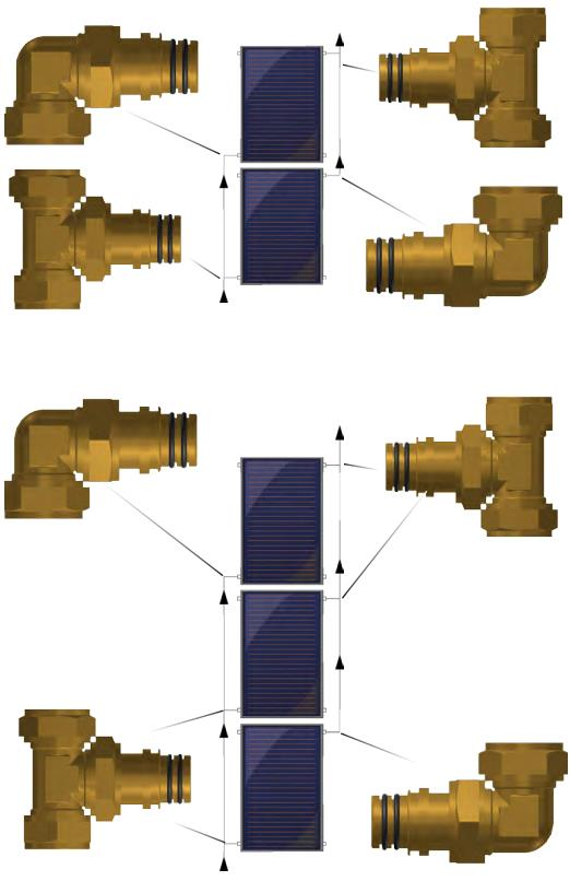 Hydraulické připojení se sběrným potrubím Hydraulické přípojky u víceřadých systémů Úhlová přípojka sběrného potrubí T-kus přípojka sběrného potrubí dvojitá T-kus přípojka sběrného potrubí