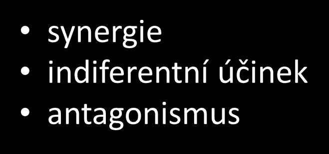 Účel kombinace ATB - I znásobení smrtícího účinku (synergie) posílení nedostatečně silného účinku (adice)