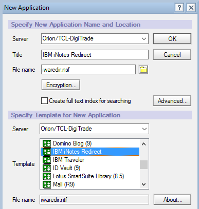 Tip #8 inotes Redirect Database Vytvořte databázi ze šablony IBM inotes Redirect (iwaredir.