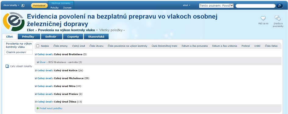 Prevzatie cestovného lístka na výkon kontroly vo vlaku 15. Séria vypĺňa sa séria cestovného lístka výberom z ponuky, 16. Číslo lístka vypĺňa sa poradové číslo cestovného lístka zo série, 17.