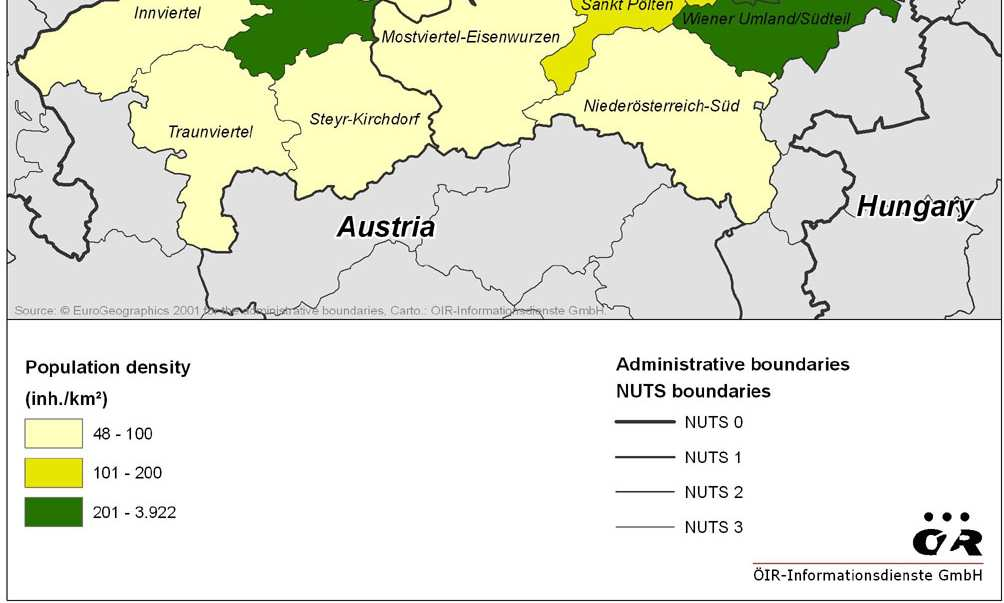 Hraniční region Rakousko 31,574 4,592,264 2,366,585 145.4 Hraniční region Česká republika 24,048 2,266,066 1,158,351 94.2 Hraniční region celkem 55,622 6,858,330 3,524,936 123.