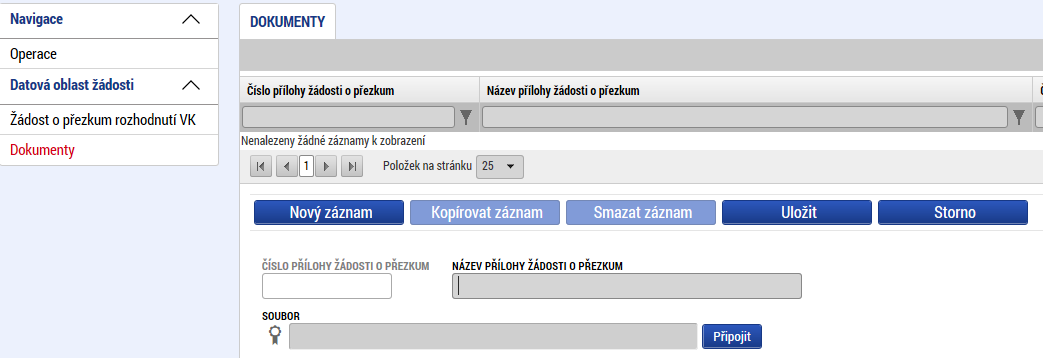 Uživatel vyplní textové pole Text žádosti o přezkum rozhodnutí výběrové komise (max. 2000 znaků).