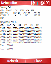 Monitoring GSM a) b) c) Obr. 19: GPS Cell a) o programu, b) hlavní okno aplikace, c) net monitor 3.