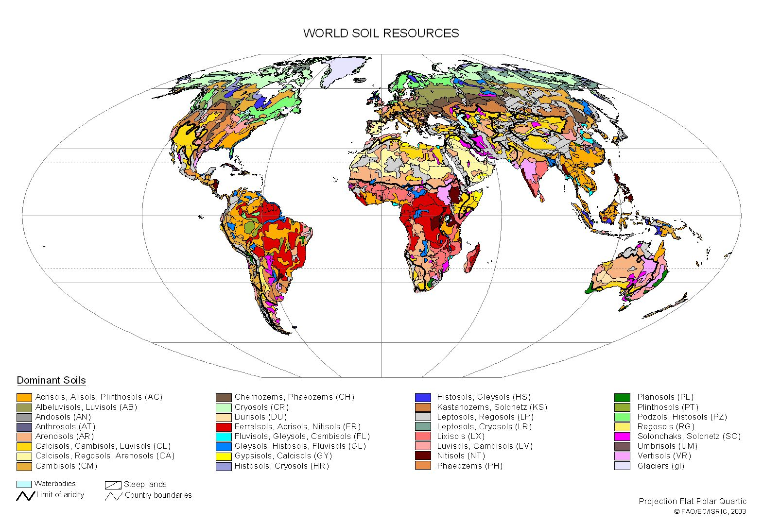 Světové půdní typy podle klasifikace FAO