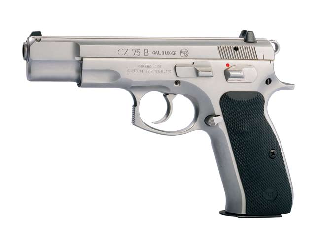 CZ 75 B STAINLESS Je provedení modelu CZ 75 B z nerezové oceli, což zvyšuje její odolnost vůči korozi. Zbraň je dodávána s povrchovou úpravou provedenou pískovaním.