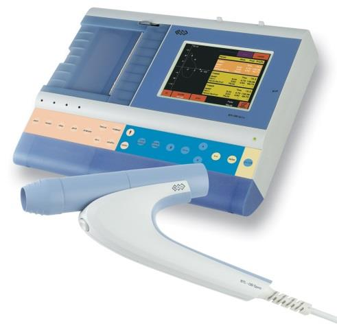 3.2 Funkční testy 3.2.1 Spirometrie - odhad vitální kapacity plic Vitální kapacita plic, která bývá měřena pomocí spirometru, byla u probandů měřena pomocí přístroje Spirometr BTL-08 Spiro Pro system (obr.