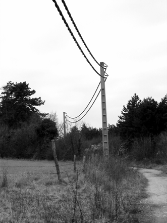 Príklady typickej aplikácie príslušenstiev Závesné vn káblové vedenie prechádzajúce lesom Závesné vn a nn káble na jednom stĺpe Prívod závesným vn káblom k stĺpovému