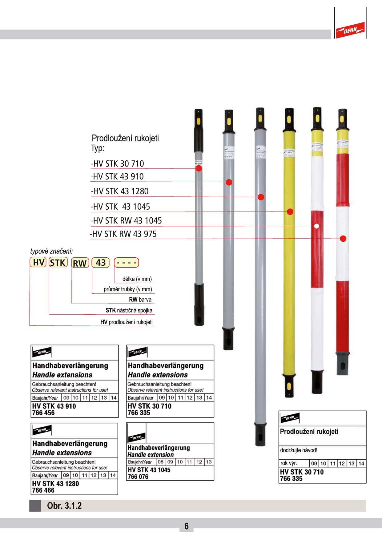 3.1.2 Prodloužení rukojeti K prodloužení zemnicích tyčí ES... jsou k dispozici následující prodloužení rukojeti HV STK.