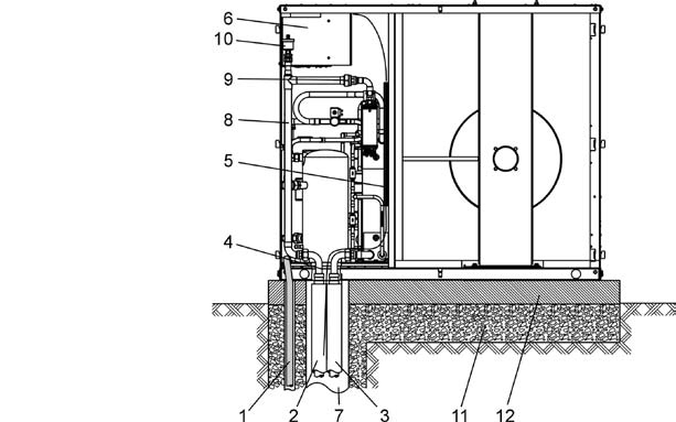 Hydraulické a elektrické připojení Ochrana vedení topné vody proti mrazu a vlhkosti Vedení topné a vratné vody musí být u venkovního provedení chráněno použitím dostatečné tepelné izolace před mrazem