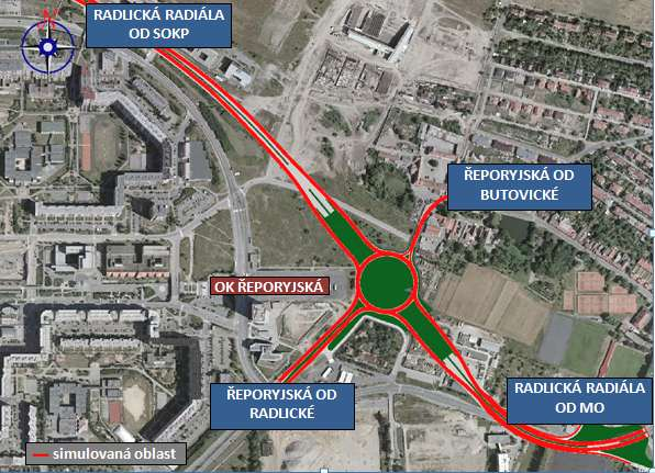 Posouzení pomocí mikrosimulace Simulace v softwaru PTV VISSIM Pomocí mikrosimulace byly simulovány celkem dvě