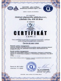 ZÁKLADNÍ INFORMACE Certifikát ISO 9001:2009 rok 2010 Zaveden a udržován systém managementu Laboratoře dopravní infrastruktury a životního prostředí (LDIZP)