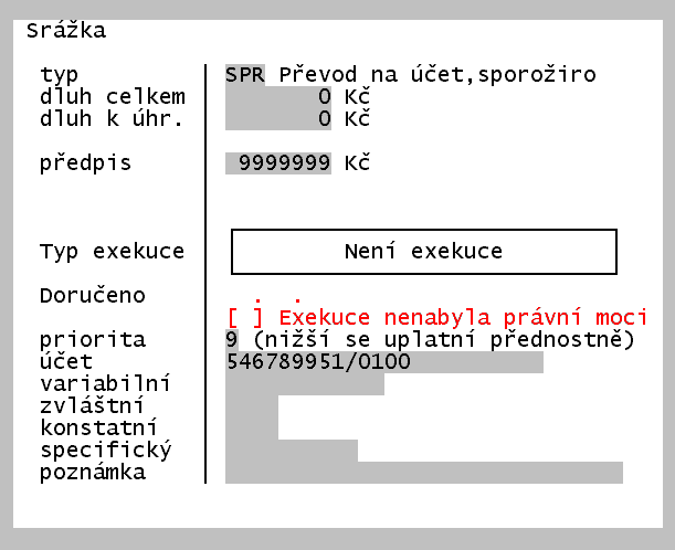 Mzdová evidence Převod mzdy na účet (sporožiro) zadejte jako srážku, u níž do předpisu zadáte vysokou částku (například 999999 Kč) a prioritu nastavíte na 9 (srážka se provede až naposledy