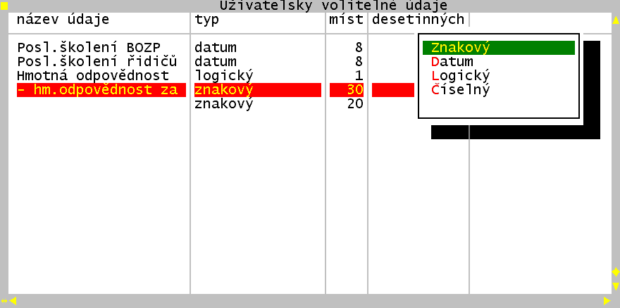 Grand 20 8.19 Číselník profesí a kvalifikace Profese a kvalifikace se uvádí v osobních údajích zaměstnance a lze podle nich v seznamu zaměstnanců provádět výběry (filtrování klávesou F6).