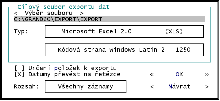 Grand 20 Při vytváření číselníku zatřídění z našeho příkladu budete postupovat takto: V prvním menu stisknete klávesu F5 a přidáte podmenu s názvem Podvozek a kódem P.