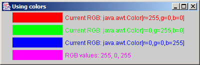 // Demonstrating Colors. package graf_06; import javax.swing.