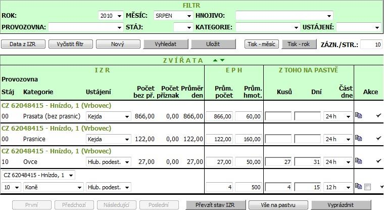 8. Napočtenou produkci můžete sledovat na jednotlivých skladových kartách.