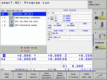 Zobrazen stavu Grafické testován a zpracován UNIT-programů Zvolit rozdělen obrazovky PROGRAM+STAV!